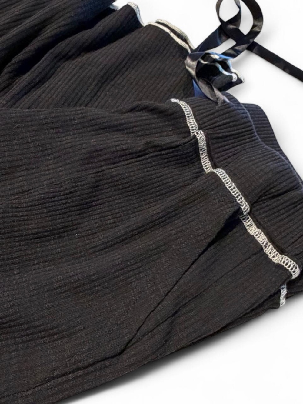 POL Black Ribbed Drawstring Pants - Picture 4 of 5